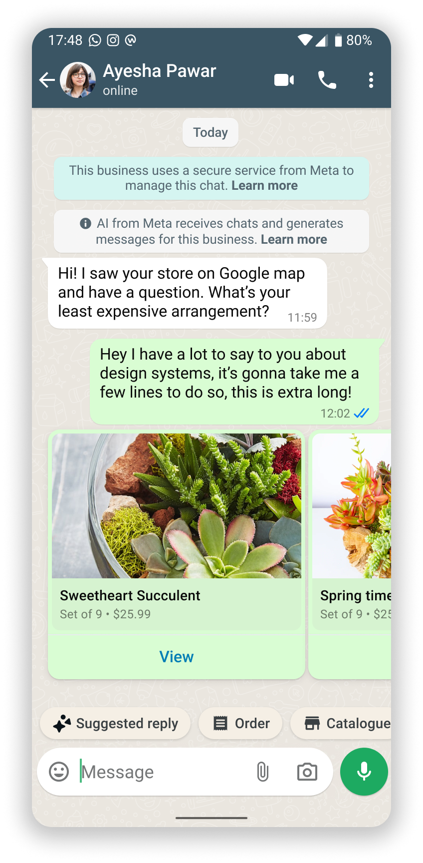 Auto-response with product carousel