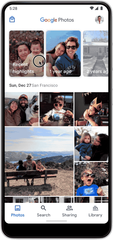 Google Photos — Recent highlights entry point