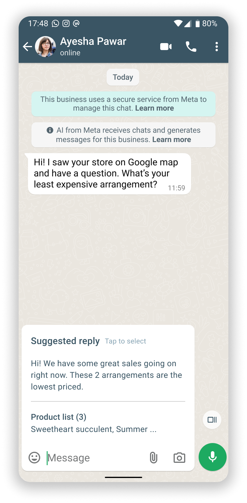 Suggestions with Productlist