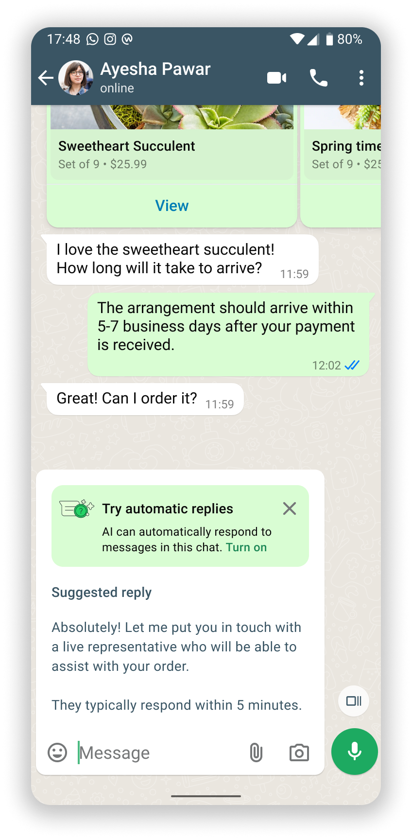 Auto-response upsell